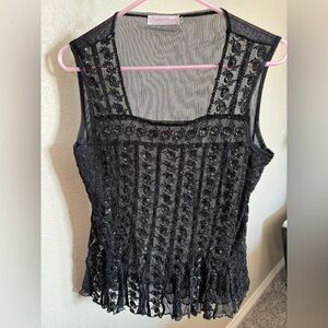 Sequin sheer tank top